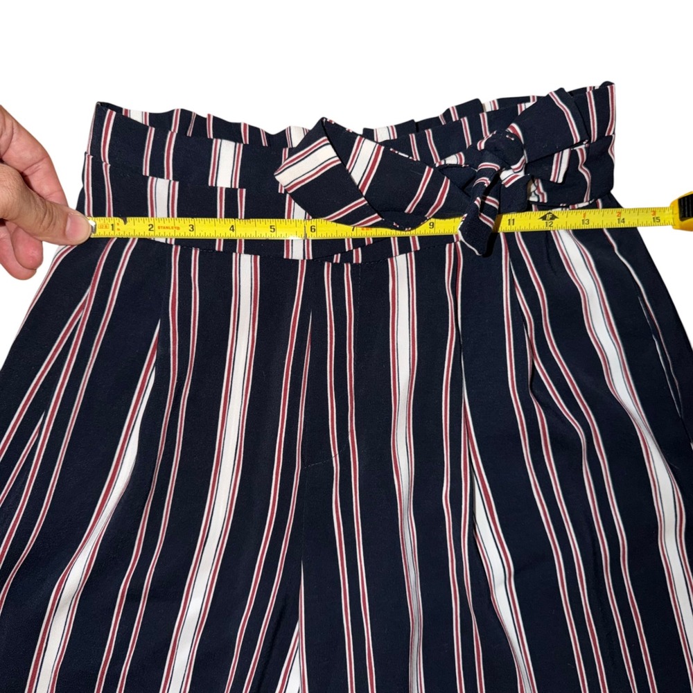 Zara Trafaluc Striped Paperbag Waist Wide Leg Cropped Pants Size S - Picture 3 of 7